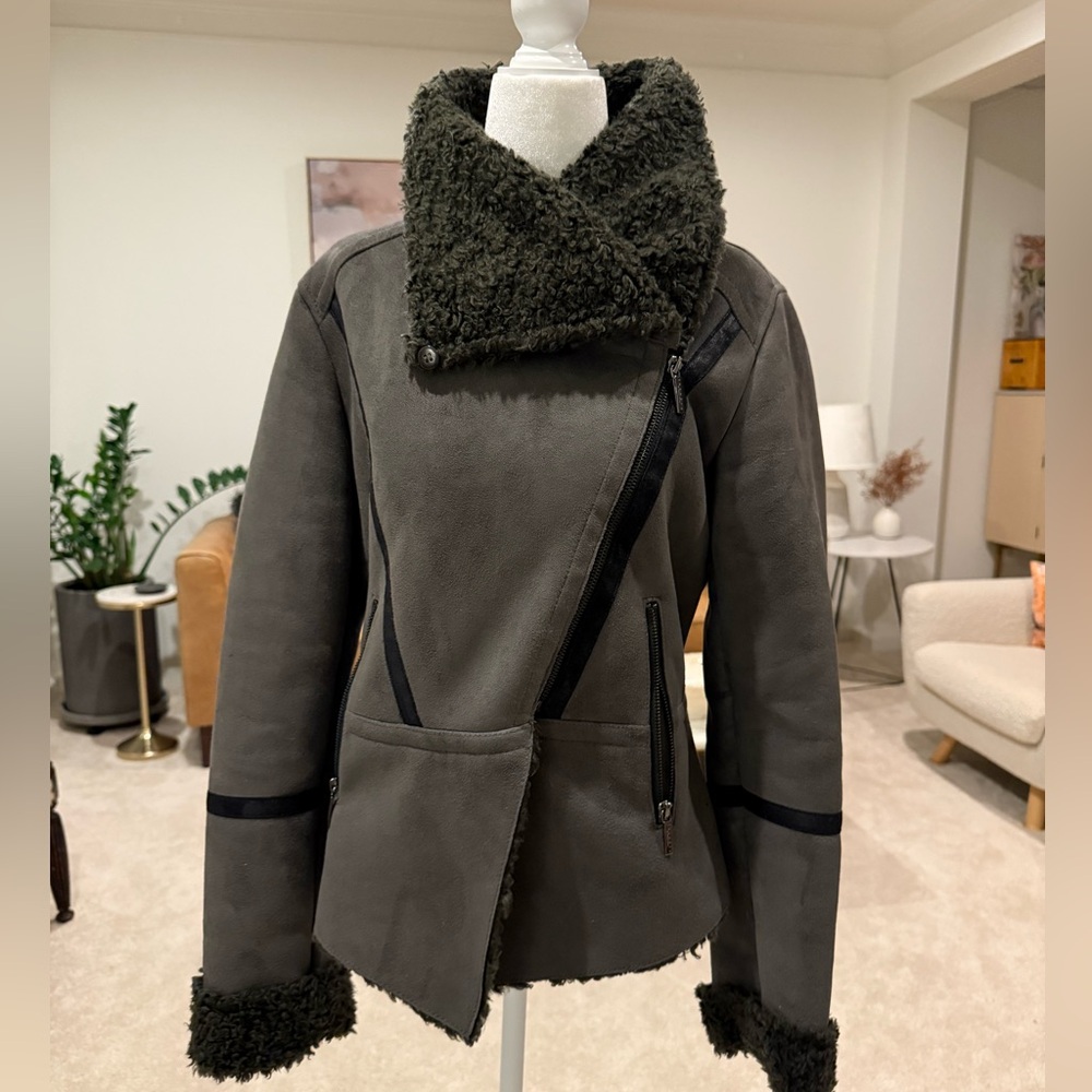 Laundry by Shelli Segal Faux Fur Suede Coat Jacket